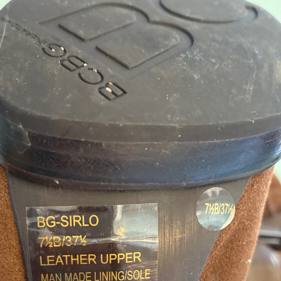 New BCBG Taupe brown tan Suede Slouch mid  HighHeeled Boots Y2K style 7.5 - Picture 11 of 16